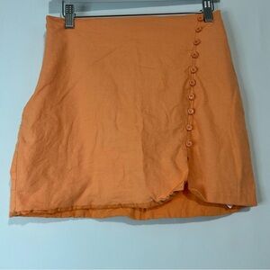 Blue Rain X Francesca’s Women’s Linen Blend Button Detail Mini Skirt Orange Med